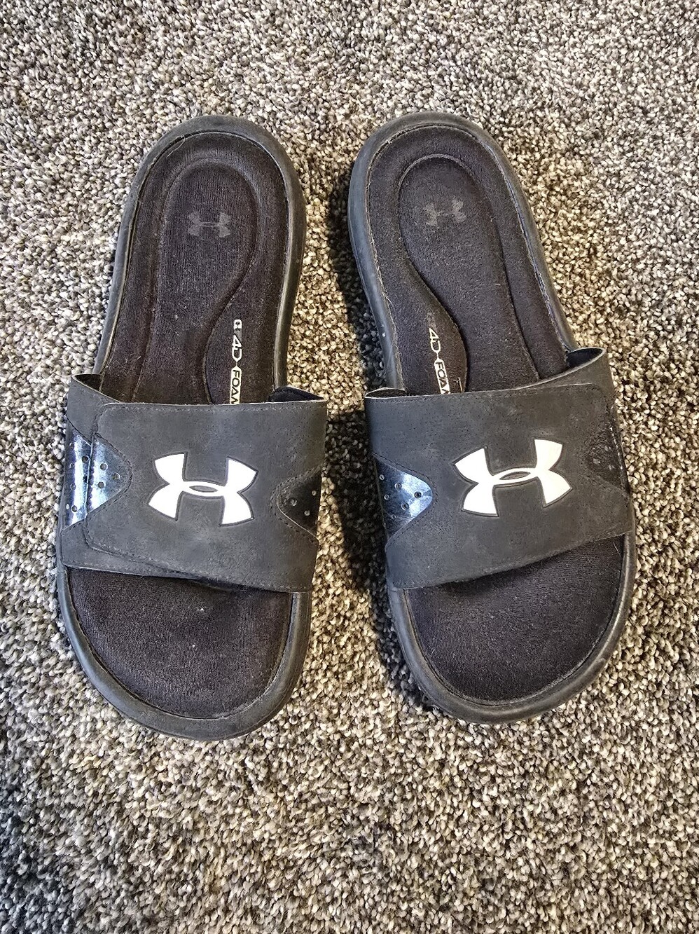 Under Armour Black Slide Sandals with White Logo